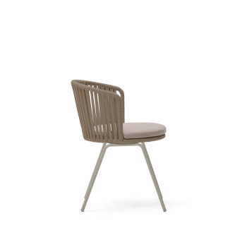 Saconca outdoor chair in beige rope and galvanized steel