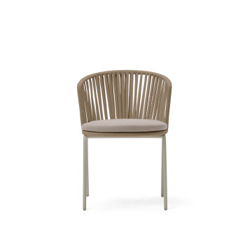 Saconca outdoor chair in beige rope and galvanized steel