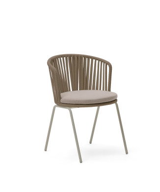 Saconca outdoor chair in beige rope and galvanized steel