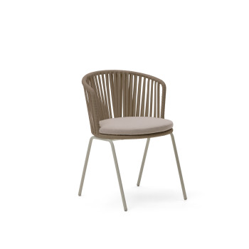 Saconca outdoor chair in beige rope and galvanized steel