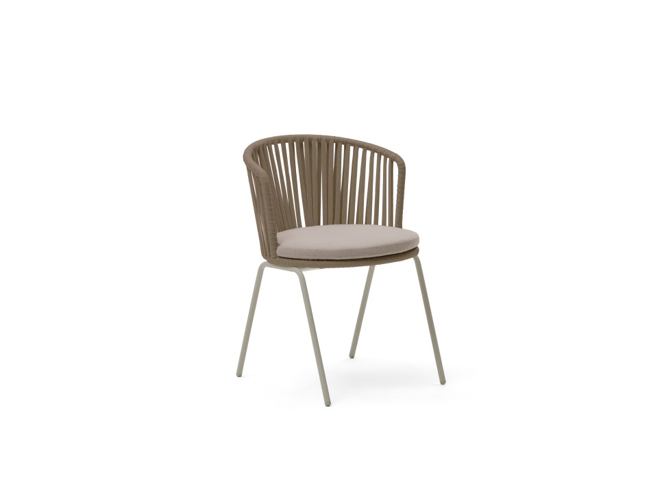 Saconca outdoor chair in beige rope and galvanized steel