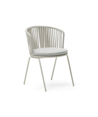 Saconca outdoor chair in rope and gray galvanized steel