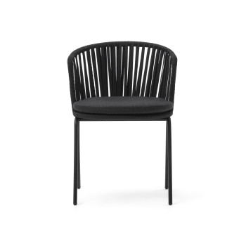 Saconca outdoor chair in black rope and galvanized steel