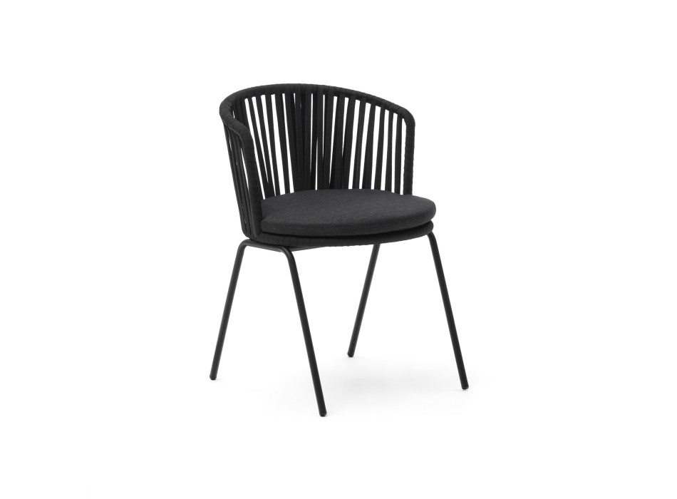 Saconca outdoor chair in black rope and galvanized steel