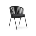 Saconca outdoor chair in black rope and galvanized steel