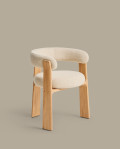 Granite 3-legged beige outdoor chair with solid teak legs in a natural tone finish FSC 100%
