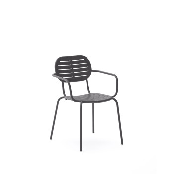 Brai stackable outdoor chair with galvanized steel armrests