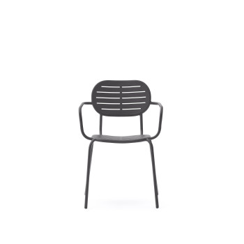 Brai stackable outdoor chair with galvanized steel armrests