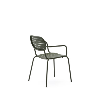 Brai stackable outdoor chair with galvanized steel armrests