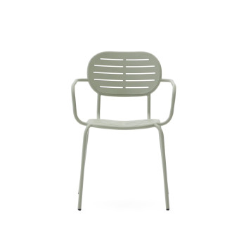 Brai stackable outdoor chair with armrests in dark grey galvanized steel