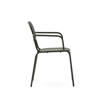 Brai stackable outdoor chair with armrests in dark grey galvanized steel