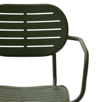 Brai stackable outdoor chair with armrests in dark grey galvanized steel