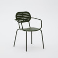 Brai stackable outdoor chair with armrests in dark grey galvanized steel