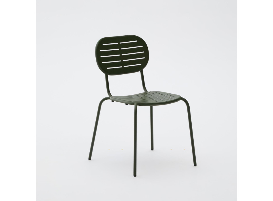 Brai stackable outdoor chair in dark grey galvanized steel