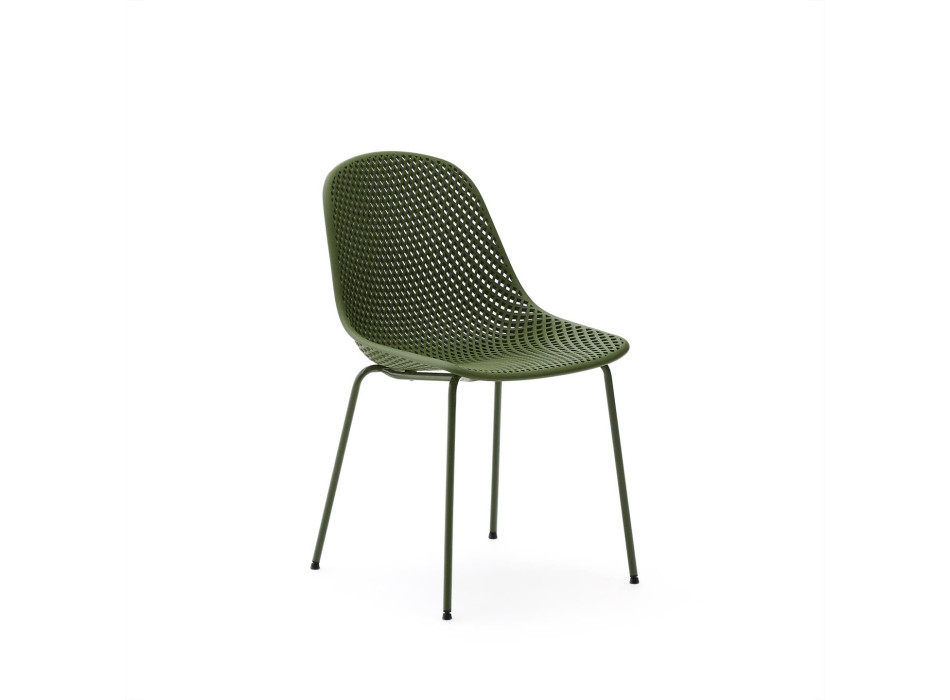 Quinby outdoor chair with green steel legs