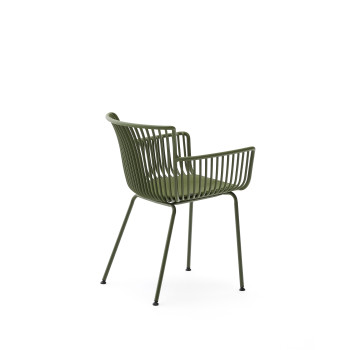 Surpika outdoor chair with green steel legs