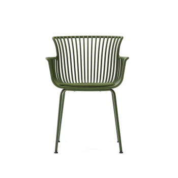 Surpika outdoor chair with green steel legs