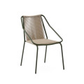Zivia outdoor chair in ecru rope and green galvanized steel