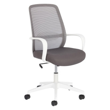 Melva desk chair in grey with white steel legs