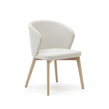 Darice chair in beige chenille and solid beech wood with a natural FSC 100% finish