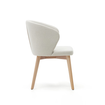 Darice chair in beige chenille and solid beech wood with a natural FSC 100% finish
