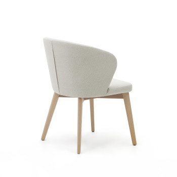 Darice chair in beige chenille and solid beech wood with a natural FSC 100% finish