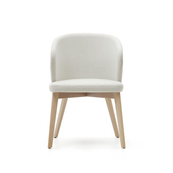 Darice chair in beige chenille and solid beech wood with a natural FSC 100% finish