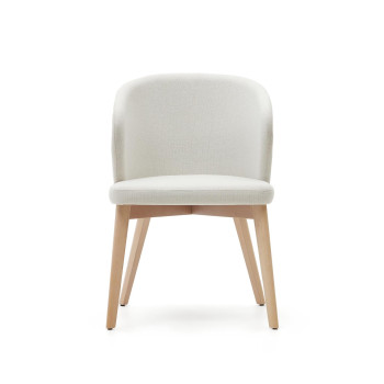 Darice chair in beige chenille and solid beech wood with a natural FSC 100% finish