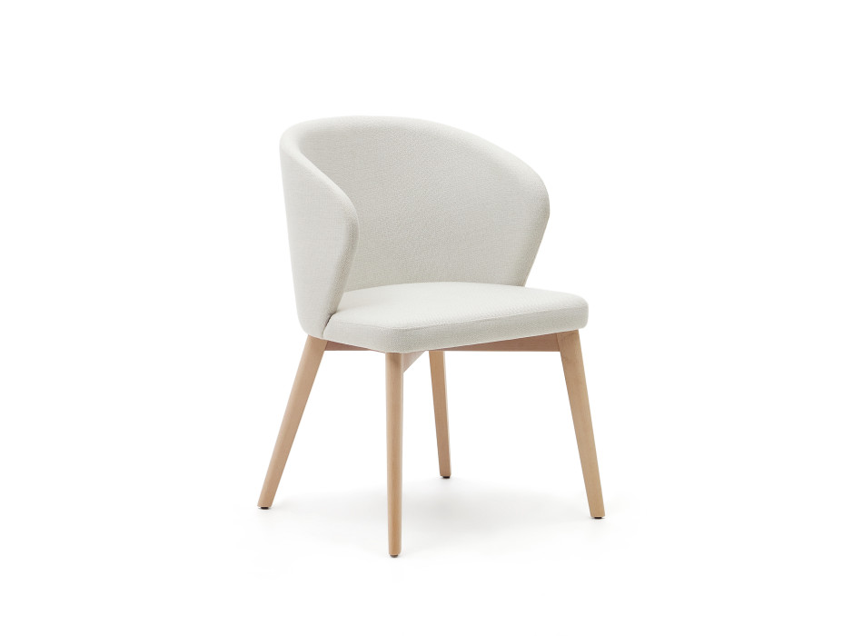 Darice chair in beige chenille and solid beech wood with a natural FSC 100% finish
