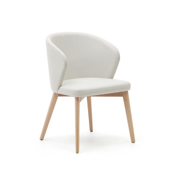 Darice chair in beige chenille and solid beech wood with a natural FSC 100% finish