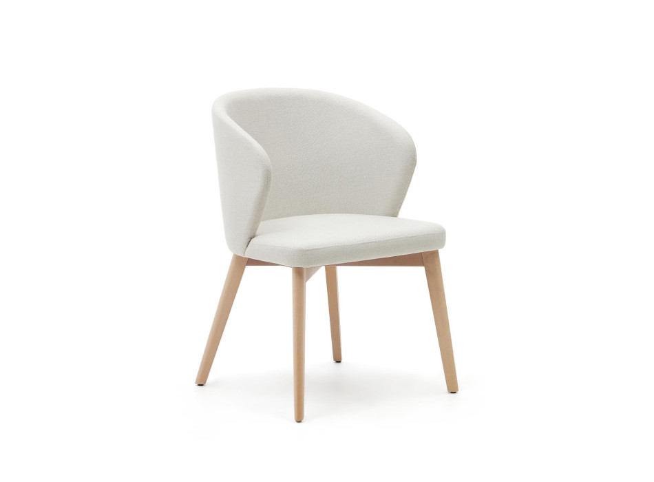 Darice chair in beige chenille and solid beech wood with a natural FSC 100% finish