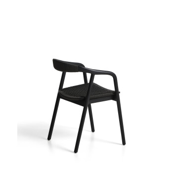 Derile chair in solid oak with black finish and black paper cord FSC Mix Credit