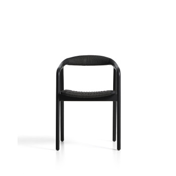 Derile chair in solid oak with black finish and black paper cord FSC Mix Credit