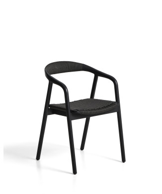 Derile chair in solid oak with black finish and black paper cord FSC Mix Credit