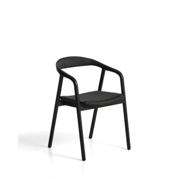 Derile chair in solid oak with black finish and black paper cord FSC Mix Credit