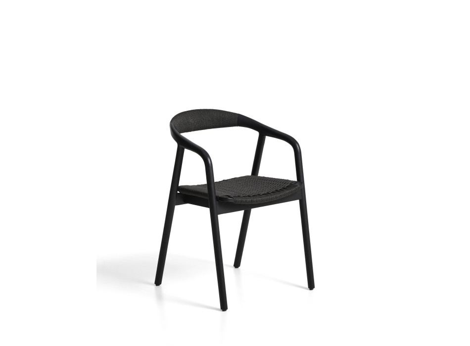Derile chair in solid oak with black finish and black paper cord FSC Mix Credit