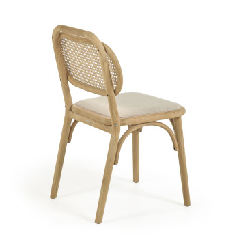 Doriane chair in solid oak wood with a natural finish and FSC Mix Credit fabric seat.