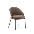 Eamy chair in brown synthetic leather, ash veneer with walnut finish and me