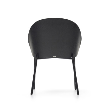 Eamy chair in light grey chenille, ash veneer, black finish and black metal