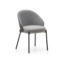 Eamy chair in light grey chenille, ash veneer, black finish and black metal