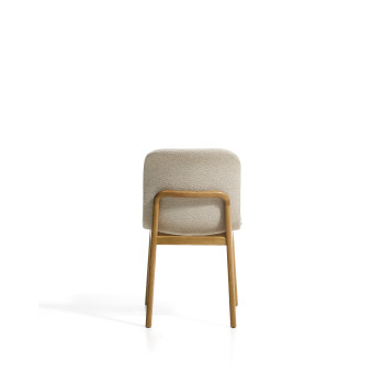 Elnor chair in beige chenille with solid oak legs with a natural finish