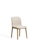 Elnor chair in beige chenille with solid oak legs with a natural finish