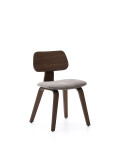 Gena chair in walnut veneer and beige chenille