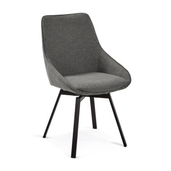Jenna swivel chair in dark grey with black finish steel legs, FSC 100%