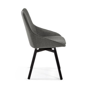 Jenna swivel chair in dark grey with black finish steel legs, FSC 100%
