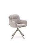 Lexa swivel chair in beige chenille and steel legs with beige finish