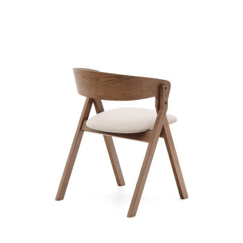 Godia chair in ash veneer with wenge finish and beige chenille