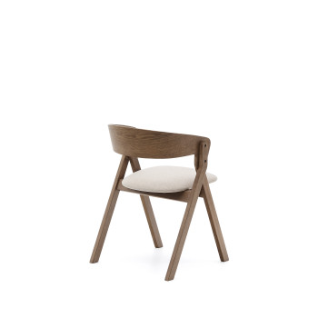 Godia chair in ash veneer with wenge finish and beige chenille