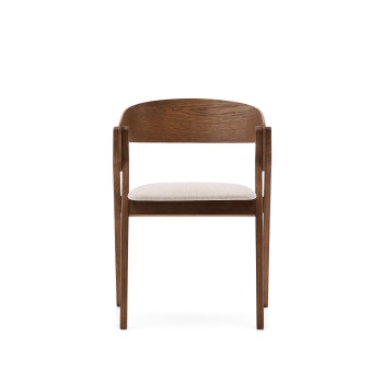 Godia chair in ash veneer with wenge finish and beige chenille
