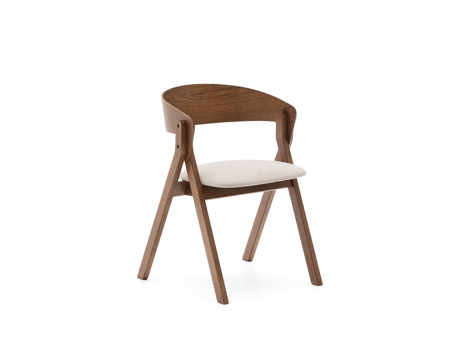 Godia chair in ash veneer with wenge finish and beige chenille